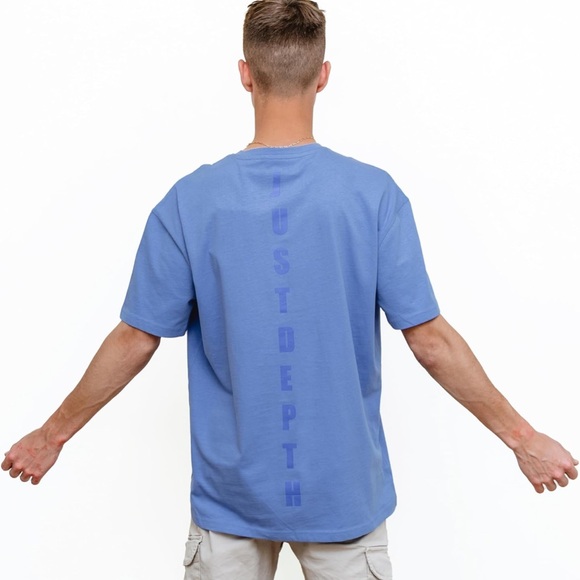 NWT T-TAM XS Blue Oversized T-Shirt Cotton Short Sleeve JUST DEPTH Tee Unisex - Picture 3 of 7